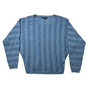 Cyrus Womens Blue Textured Stripe Dolman Sleeve Knit Sweater Size S C562201‎